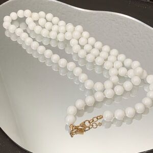 Vintage Monet white milk glass beaded necklace